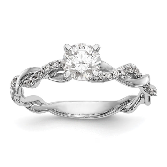 14k White Gold 1/10 Ct. Lab Grown Diamond VS/SI+ G+ Semi Mount Peg Set Criss Cross Engagement Ring