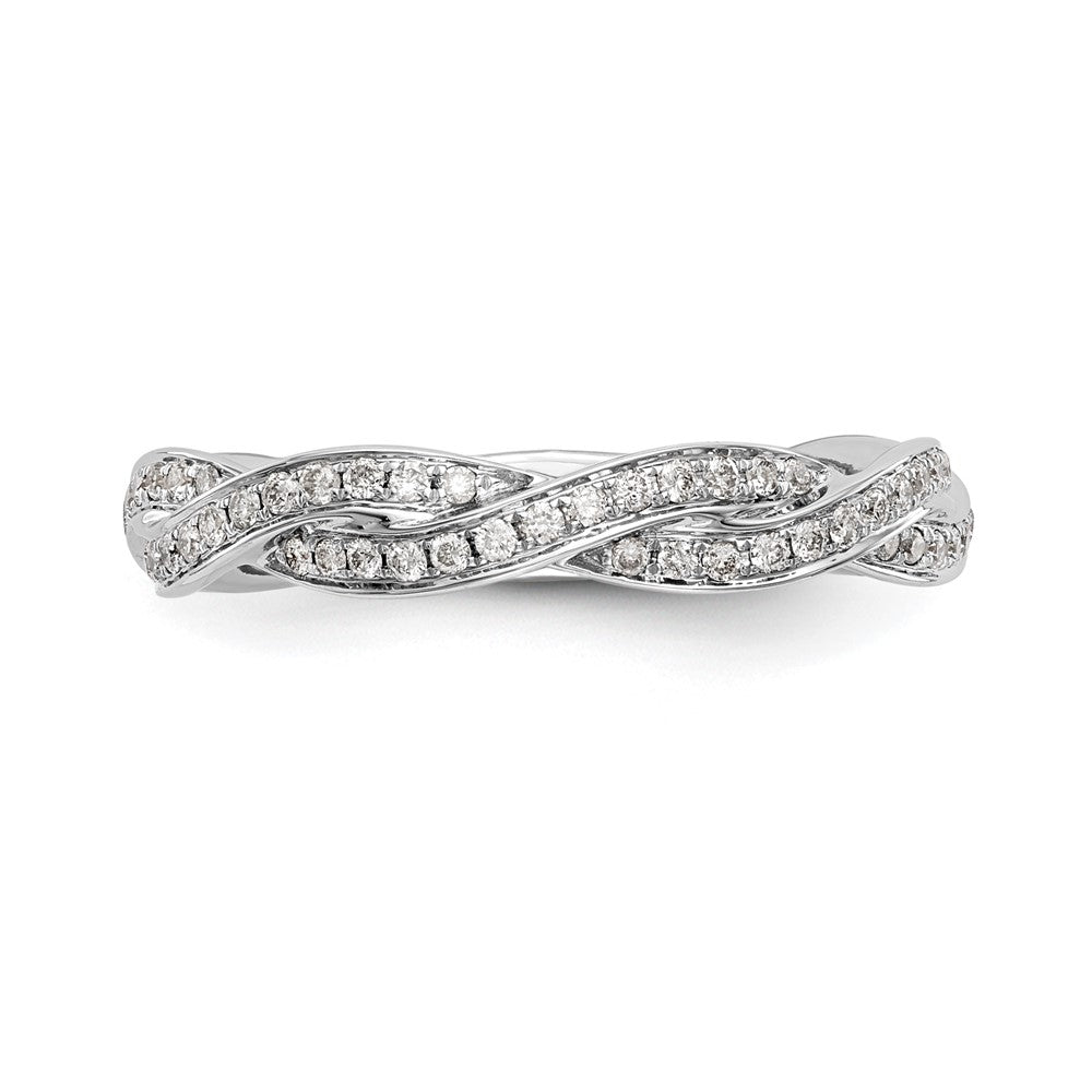 14k White Gold 3/8 Ct. Lab Grown Diamond VS/SI+ G+ Complete Criss Cross Wedding Band