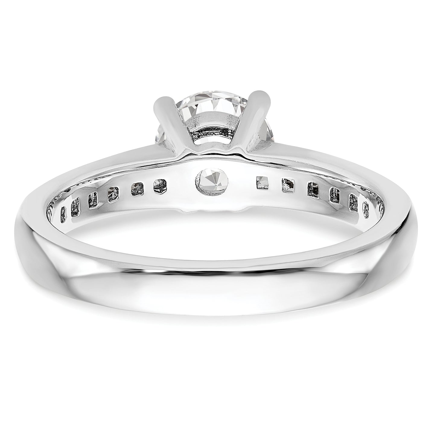 14k White Gold 1/4 Ct. Lab Grown Diamond VS/SI+ G+ 1 Ct. Center Round Channel Set Shared Prong Engagement Ring