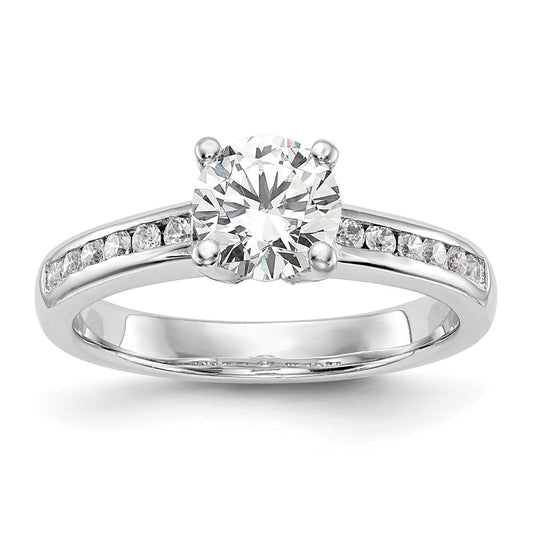 14k White Gold 1/4 Ct. Lab Grown Diamond VS/SI+ G+ 1 Ct. Center Round Semi Mount Channel Set Shared Prong Engagement Ring