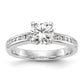 14k White Gold 1/4 Ct. Lab Grown Diamond VS/SI+ G+ 1 Ct. Center Round Channel Set Shared Prong Engagement Ring