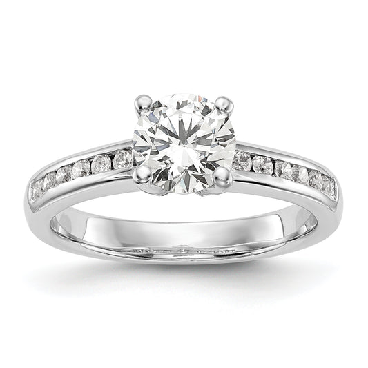 14k White Gold 1/4 Ct. Lab Grown Diamond VS/SI+ G+ 1 Ct. Center Round Channel Set Shared Prong Engagement Ring