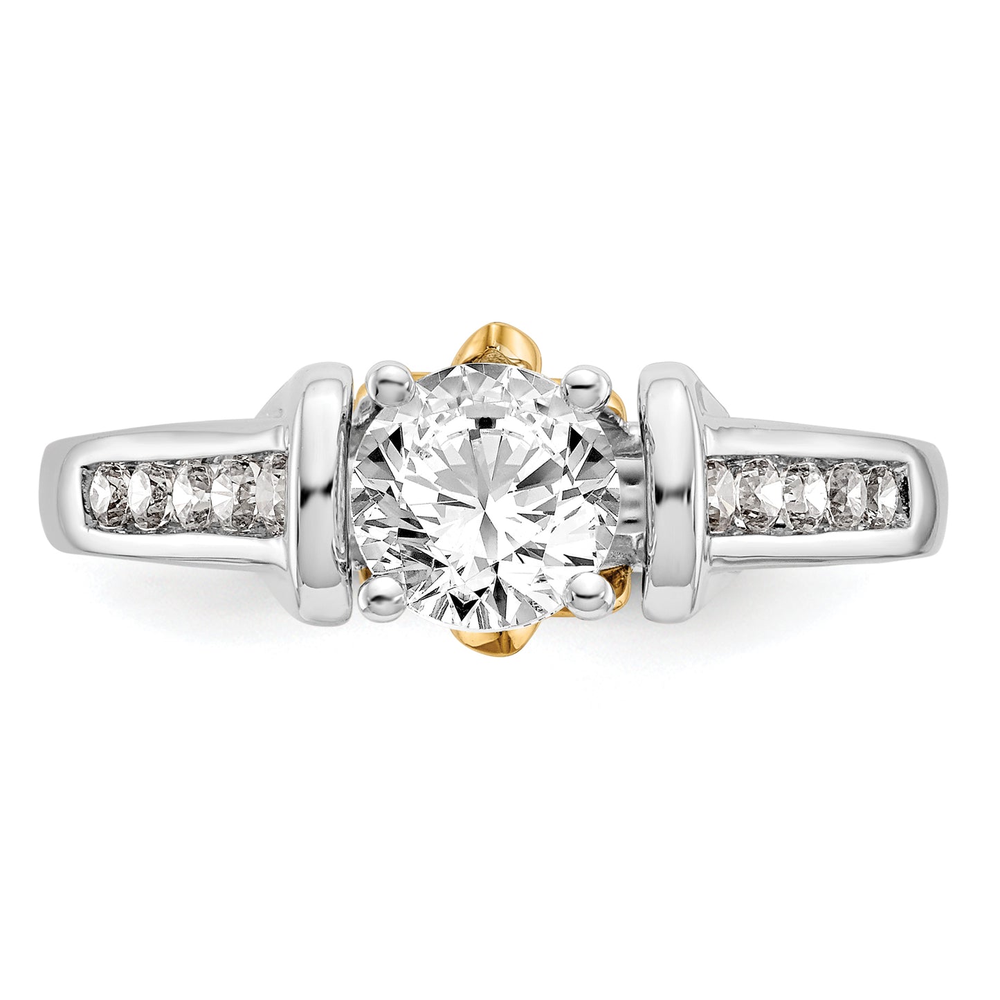 14K Two-Tone Lab Grown Diamond VS/SI FGH Peg Set Semi-mount Engagement Ring