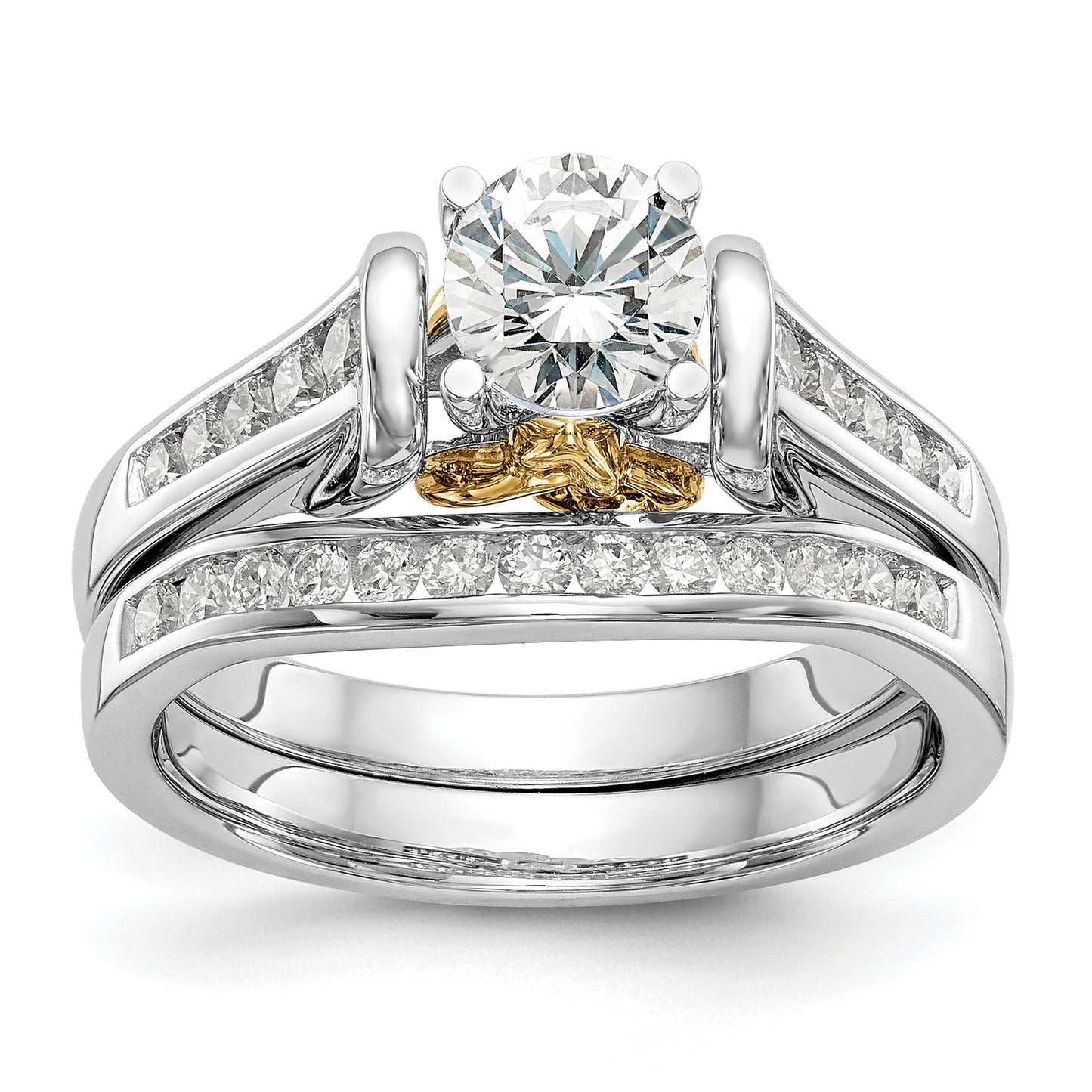 14K Two-Tone Lab Grown Diamond VS/SI FGH Peg Set Semi-mount Engagement Ring