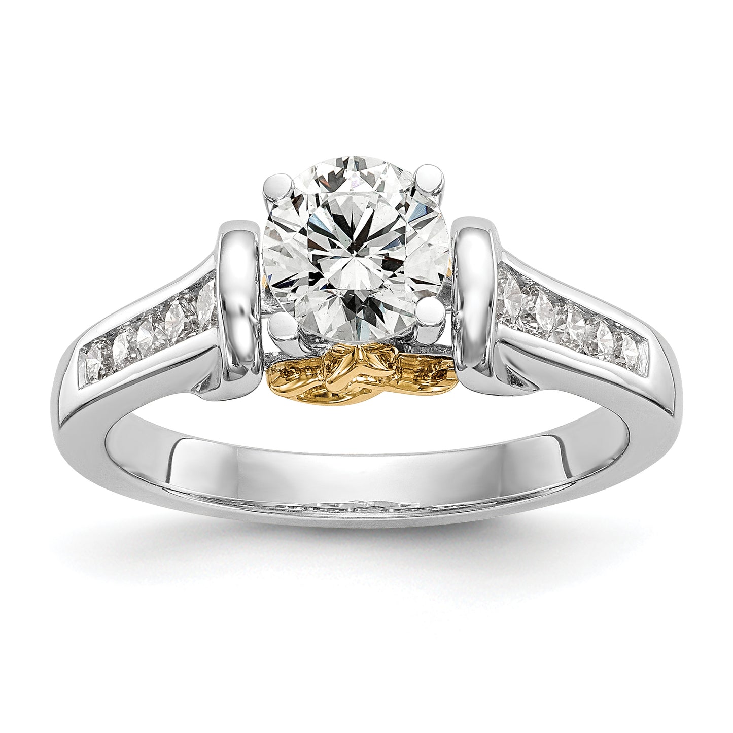 14K Two-Tone Lab Grown Diamond VS/SI FGH Peg Set Semi-mount Engagement Ring