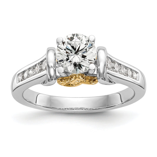 14K Two-Tone Lab Grown Diamond VS/SI FGH Peg Set Semi-mount Engagement Ring