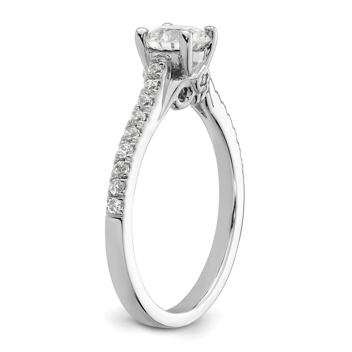 14k White Gold 1/4 Ct. Lab Grown Diamond VS/SI+ G+ 3/4 Ct. Center Round Engagement Ring