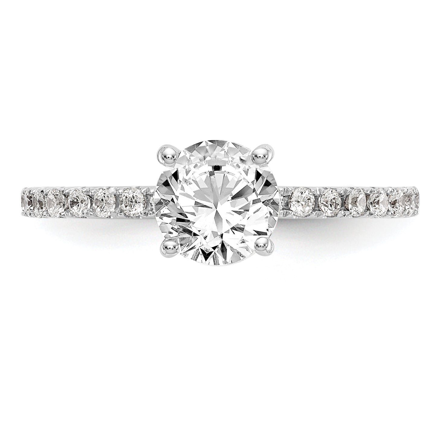 14k White Gold 1/3 Ct. Lab Grown Diamond VS/SI+ G+ 1 Ct. Center Round Engagement Ring