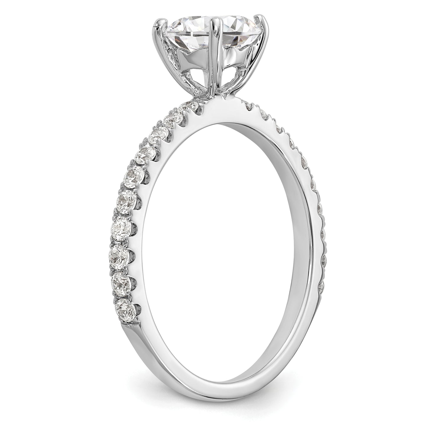 14k White Gold 1/3 Ct. Lab Grown Diamond VS/SI+ G+ 1 Ct. Center Round Engagement Ring