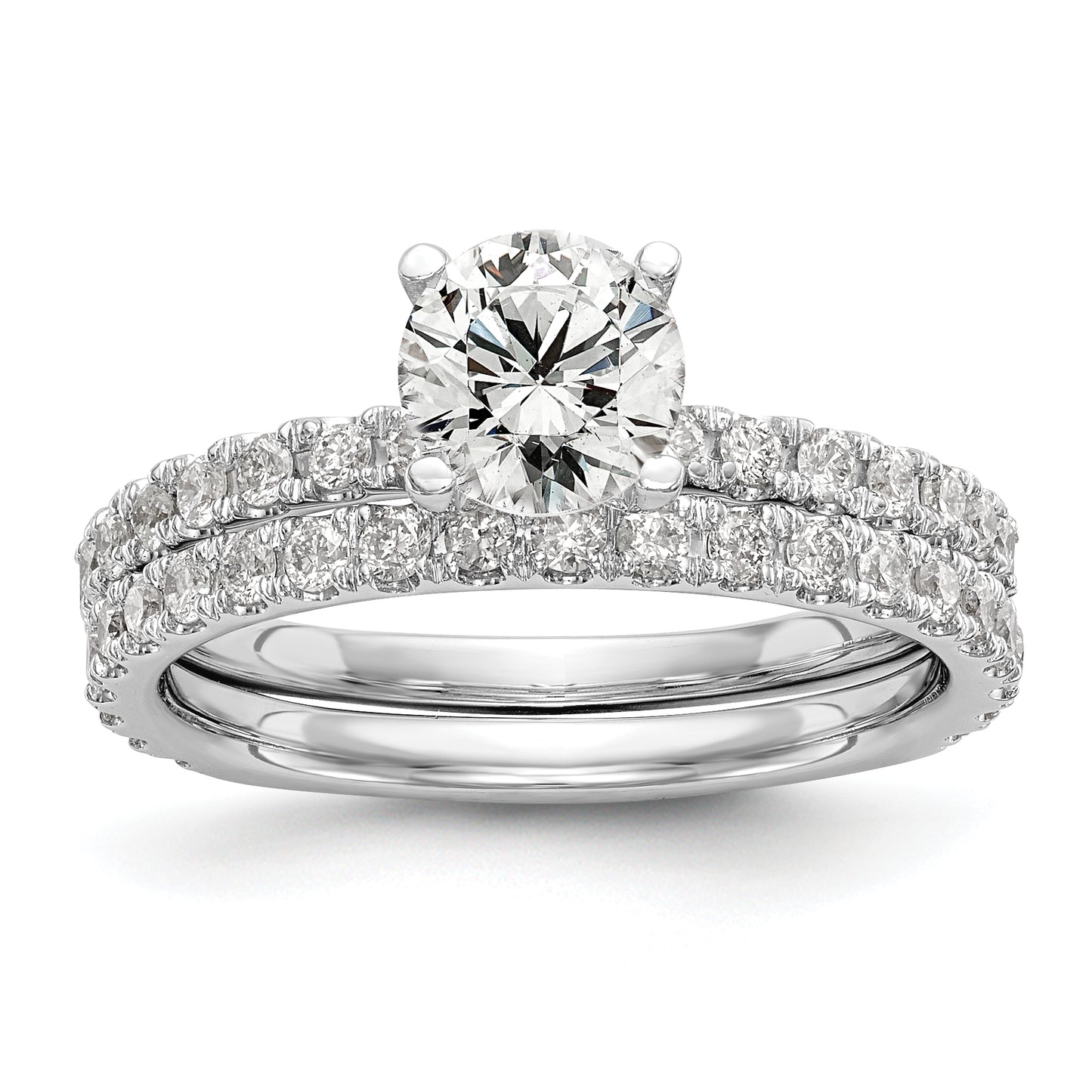 14k White Gold 1/3 Ct. Lab Grown Diamond VS/SI+ G+ 1 Ct. Center Round Engagement Ring