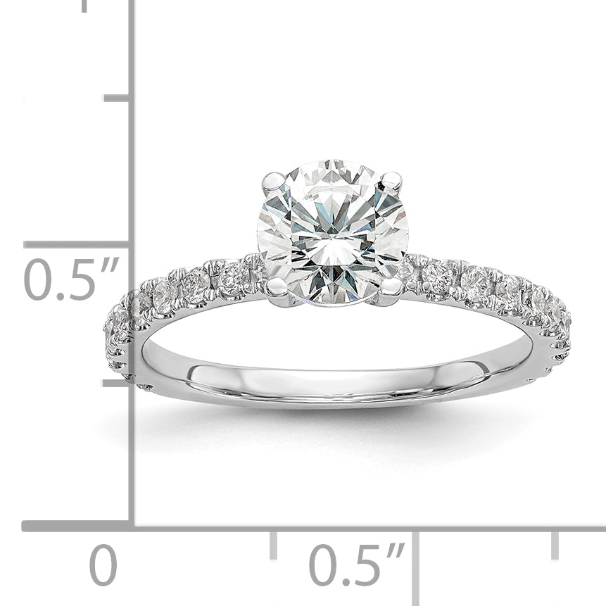 14k White Gold 1/3 Ct. Lab Grown Diamond VS/SI+ G+ 1 Ct. Center Round Engagement Ring