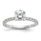 14k White Gold 1/3 Ct. Lab Grown Diamond VS/SI+ G+ 1 Ct. Center Round Engagement Ring