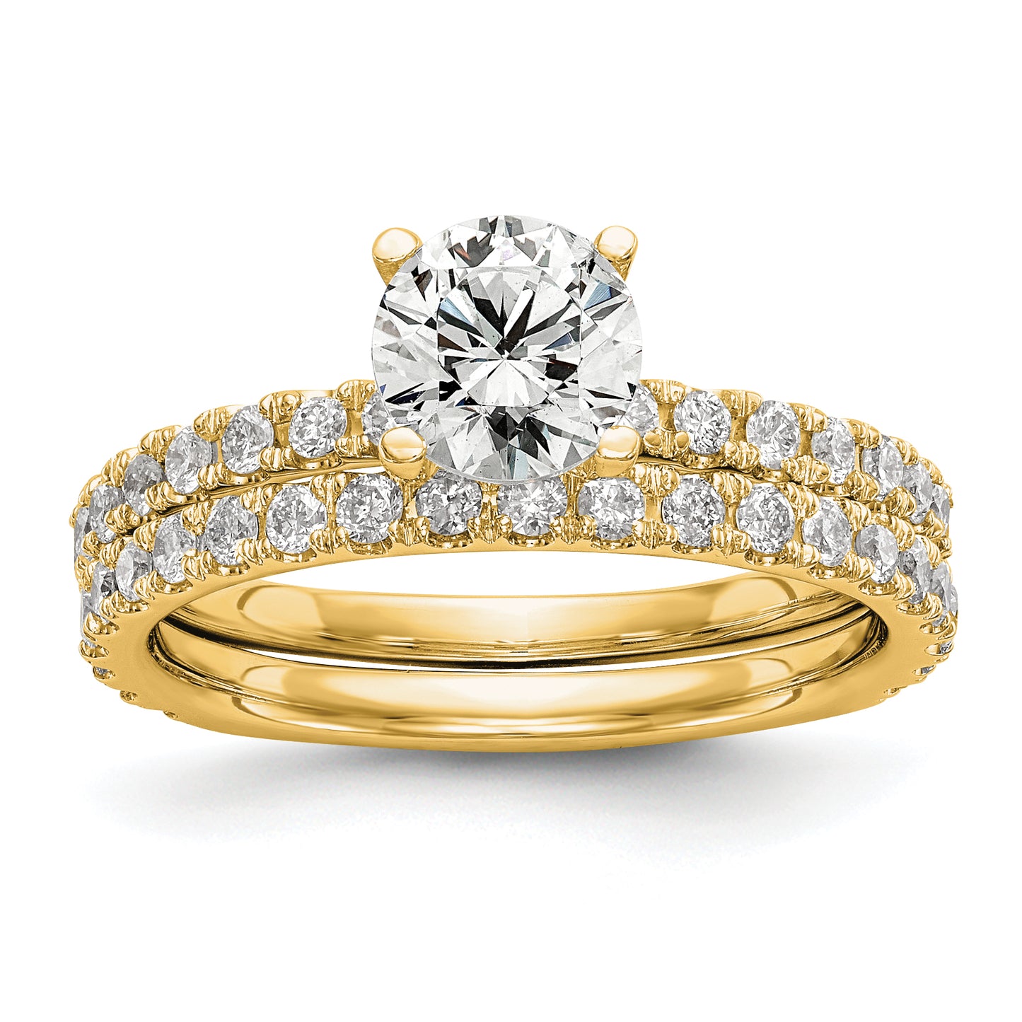 14k Yellow Gold 1/3 Ct. Lab Grown Diamond VS/SI+ G+ 1 Ct. Center Round Engagement Ring