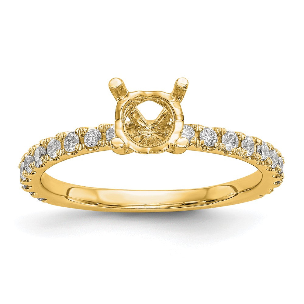 14k Yellow Gold 1/3 Ct. Lab Grown Diamond VS/SI+ G+ 1 Ct. Center Round Semi Mount Engagement Ring