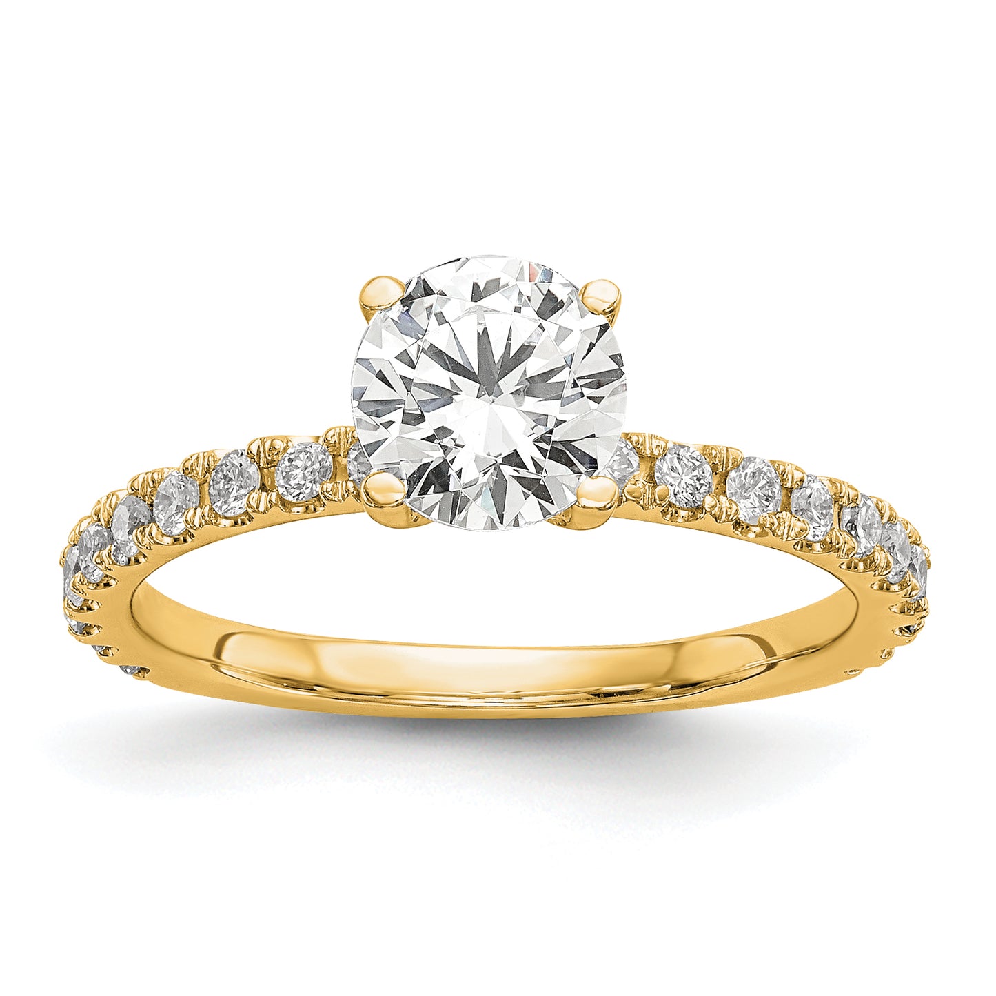 14k Yellow Gold 1/3 Ct. Lab Grown Diamond VS/SI+ G+ 1 Ct. Center Round Engagement Ring