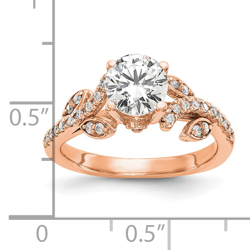 14k Rose Gold 3/8 Ct. Lab Grown Diamond VS/SI+ G+ 3/4 Ct. Center Round Channel Set Shared Prong Engagement Ring