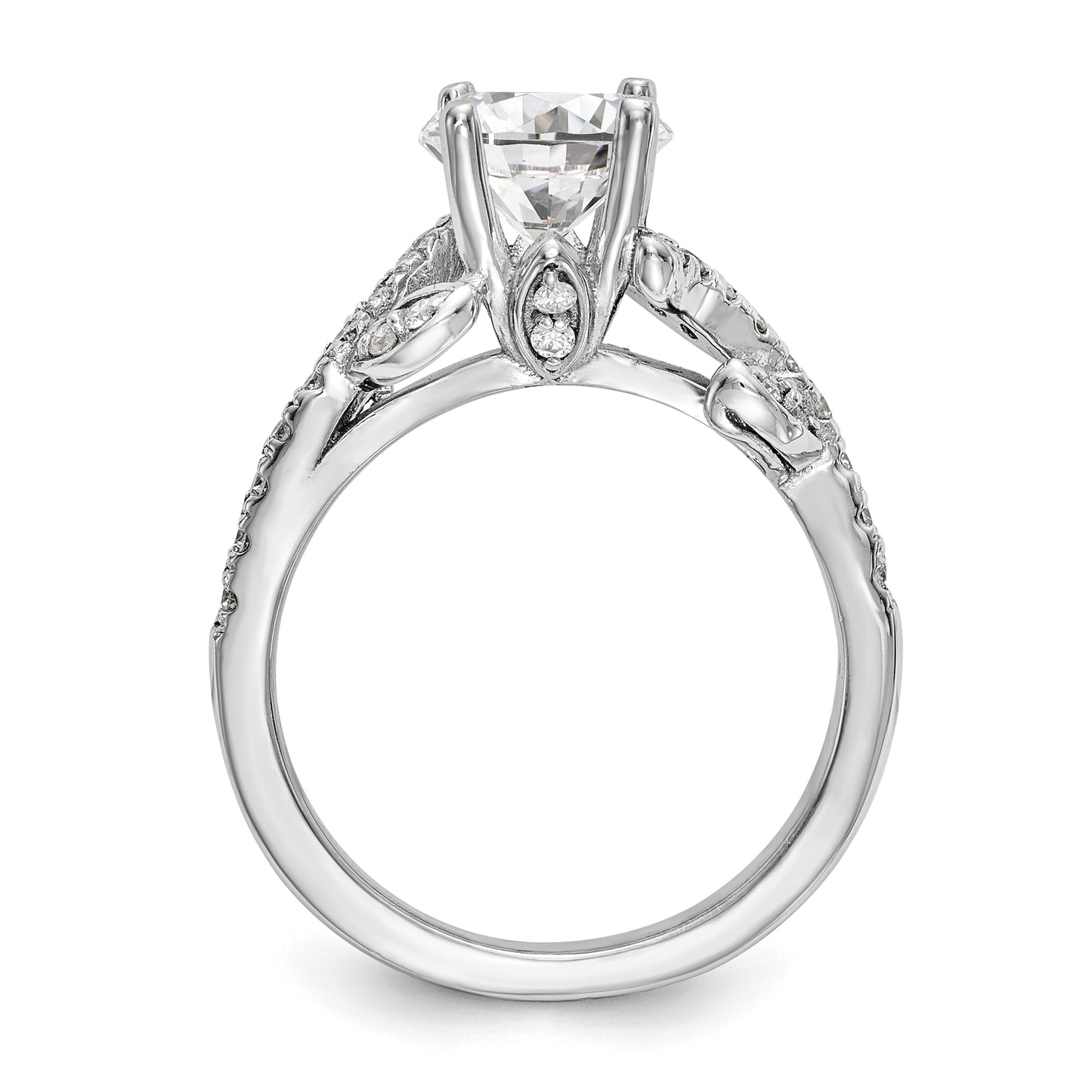 14k White Gold 3/8 Ct. Lab Grown Diamond VS/SI+ G+ 3/4 Ct. Center Round Channel Set Shared Prong Engagement Ring