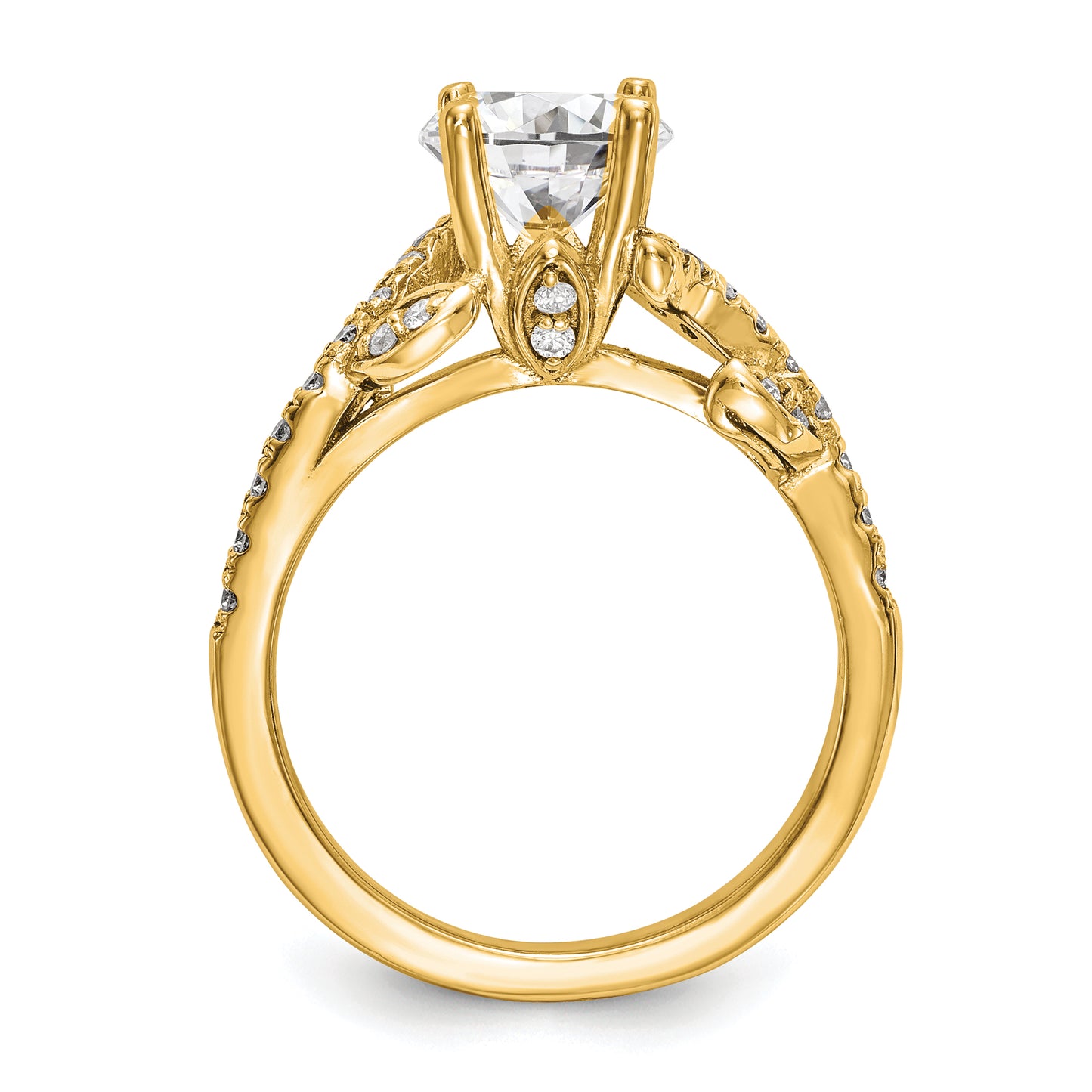 14k Yellow Gold 3/8 Ct. Lab Grown Diamond VS/SI+ G+ 3/4 Ct. Center Round Channel Set Shared Prong Engagement Ring