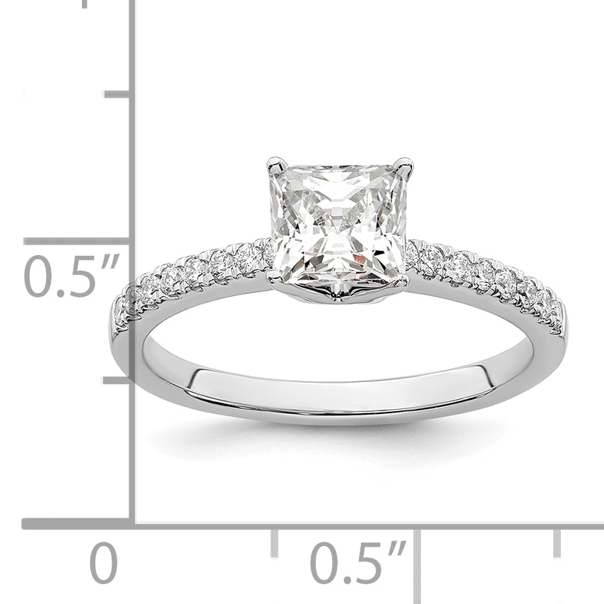 14k White Gold 1/6 Ct. Lab Grown Diamond VS/SI+ G+ Princess 3/4 Ct. center Engagement Ring