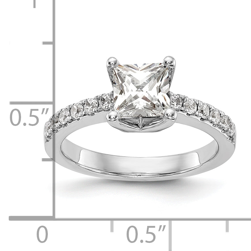 14k White Gold 1/5 Ct. Lab Grown Diamond VS/SI+ G+ Princess 1 Ct. center Engagement Ring