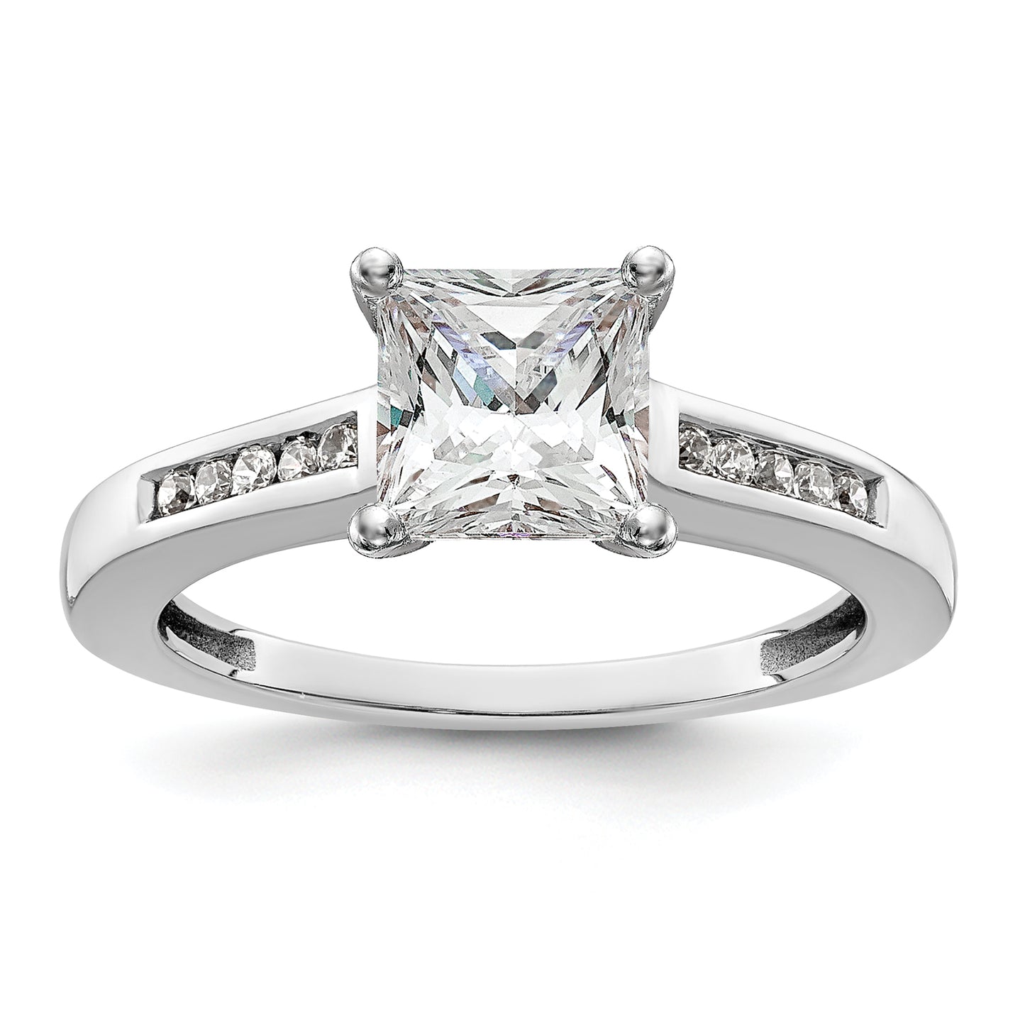 14K White Gold Lab Grown Diamond VS/SI FGH Peg Set Semi-mount Engagement Ring