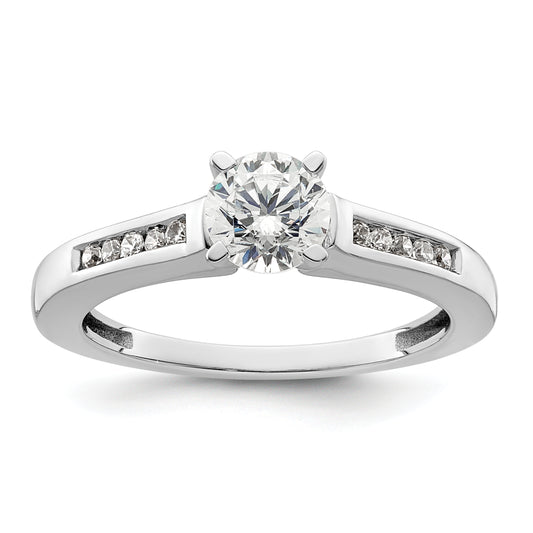 14K White Gold Lab Grown Diamond VS/SI FGH Peg Set Semi-mount Engagement Ring