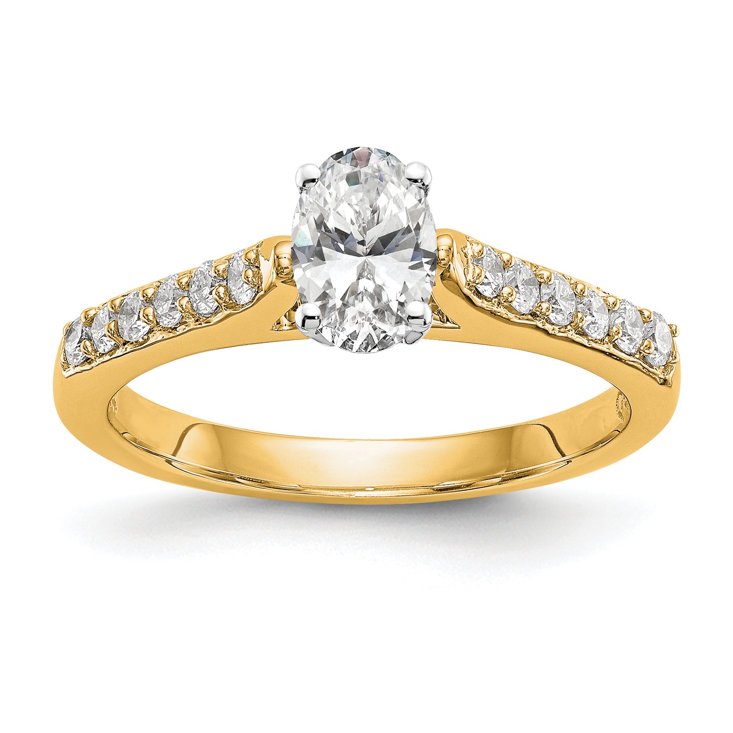 14k Yellow Gold Two Tone 1/4 Ct. Lab Grown Diamond VS/SI+ G+ Peg Set Engagement Ring