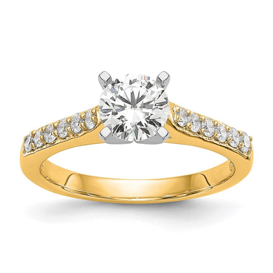 14k Yellow Gold Two Tone 1/4 Ct. Lab Grown Diamond VS/SI+ G+ Semi Mount Peg Set Engagement Ring