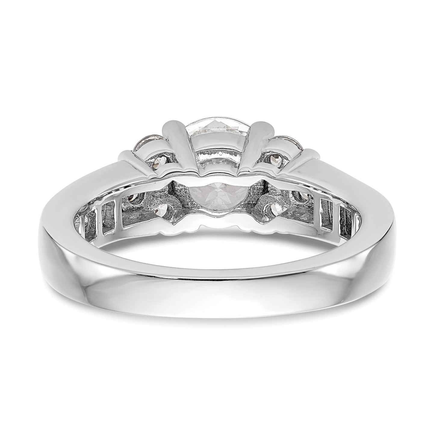 14k White Gold 3/4 Ct. Lab Grown Diamond VS/SI+ G+ 1 1/4 Ct. Center Round Channel Set Shared Prong Engagement Ring