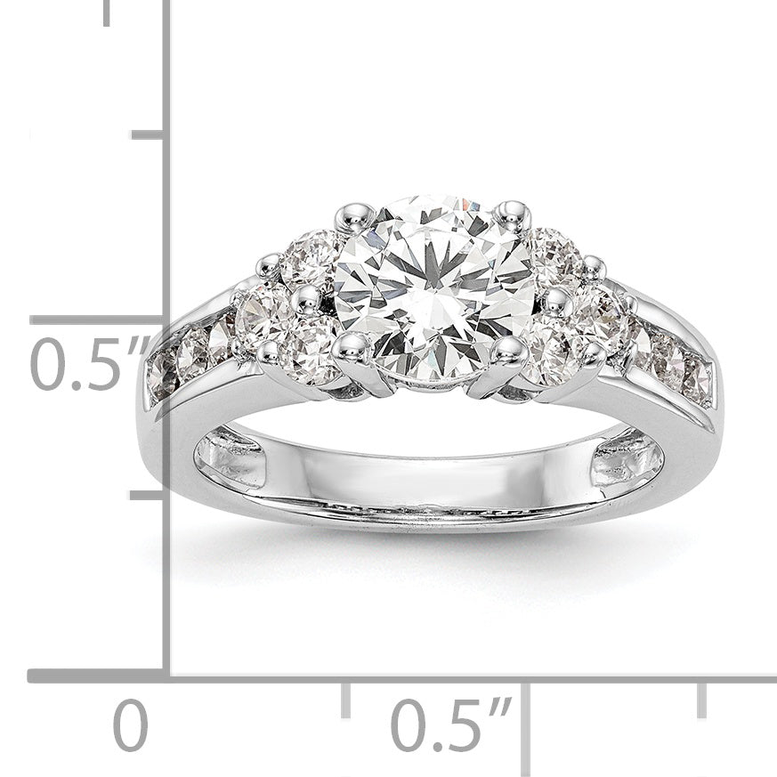 14k White Gold 3/4 Ct. Lab Grown Diamond VS/SI+ G+ 1 1/4 Ct. Center Round Channel Set Shared Prong Engagement Ring