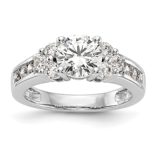 14k White Gold 3/4 Ct. Lab Grown Diamond VS/SI+ G+ 1 1/4 Ct. Center Round Channel Set Shared Prong Engagement Ring