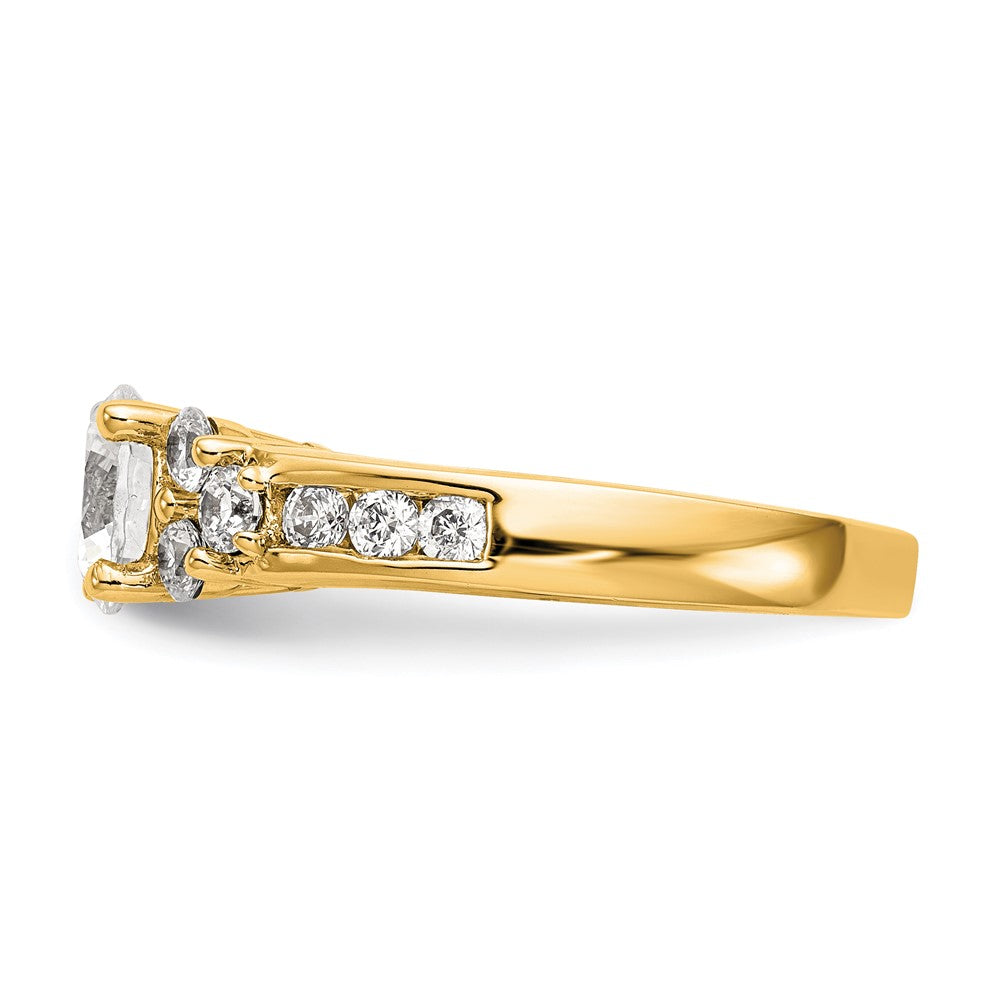 14k Yellow Gold 3/4 Ct. Lab Grown Diamond VS/SI+ G+ 1 1/4 Ct. Center Round Semi Mount Channel Set Shared Prong Engagement Ring