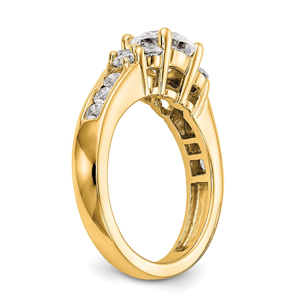 14k Yellow Gold 3/4 Ct. Lab Grown Diamond VS/SI+ G+ 1 1/4 Ct. Center Round Semi Mount Channel Set Shared Prong Engagement Ring