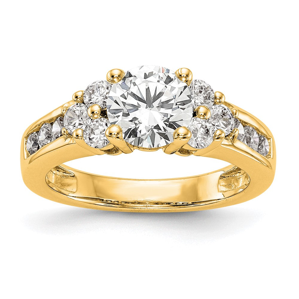 14k Yellow Gold 3/4 Ct. Lab Grown Diamond VS/SI+ G+ 1 1/4 Ct. Center Round Semi Mount Channel Set Shared Prong Engagement Ring