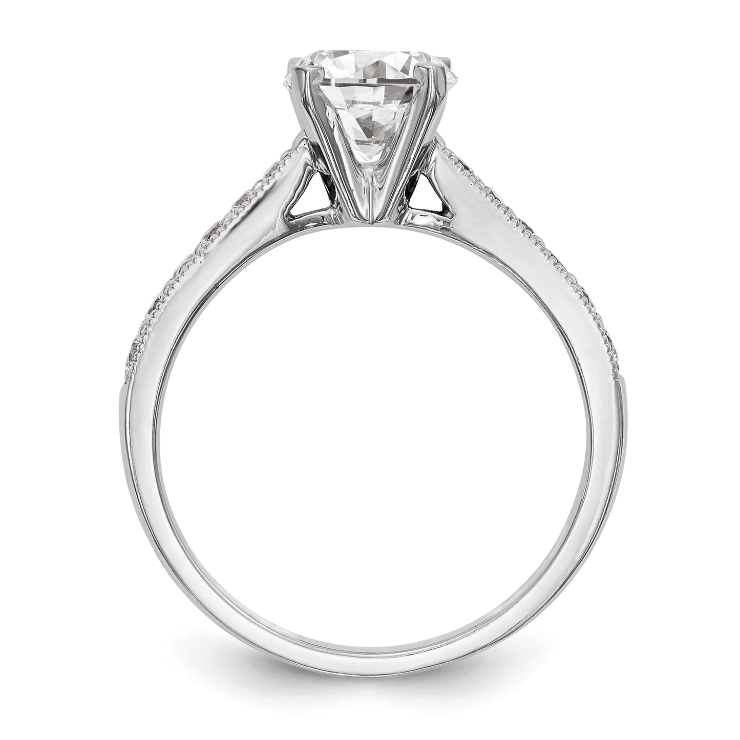 14k White Gold 1/4 Ct. Lab Grown Diamond VS/SI+ G+ 1 Ct. Center Round Engagement Ring