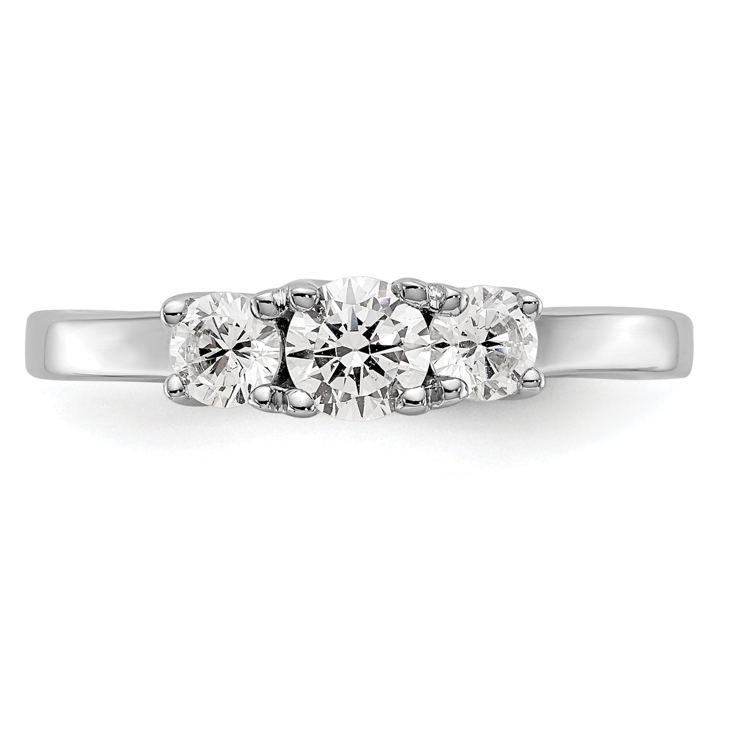 14k White Gold 1/2 Ct. Lab Grown Diamond VS/SI+ G+ Three Stone Engagement Ring