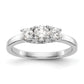 14k White Gold 1/2 Ct. Lab Grown Diamond VS/SI+ G+ Three Stone Engagement Ring