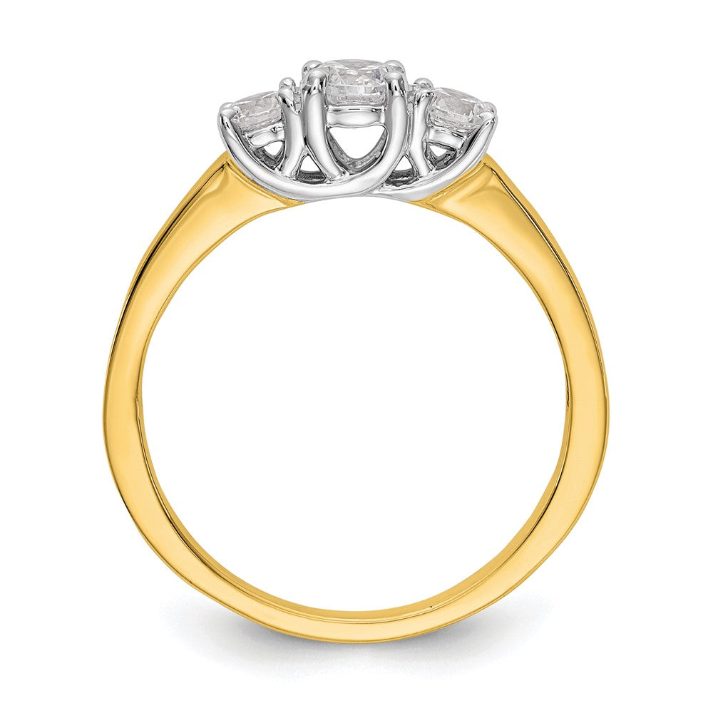 14k Two-tone Two Tone 1/2 Ct. Lab Grown Diamond VS/SI+ G+ Complete Three Stone Engagement Ring