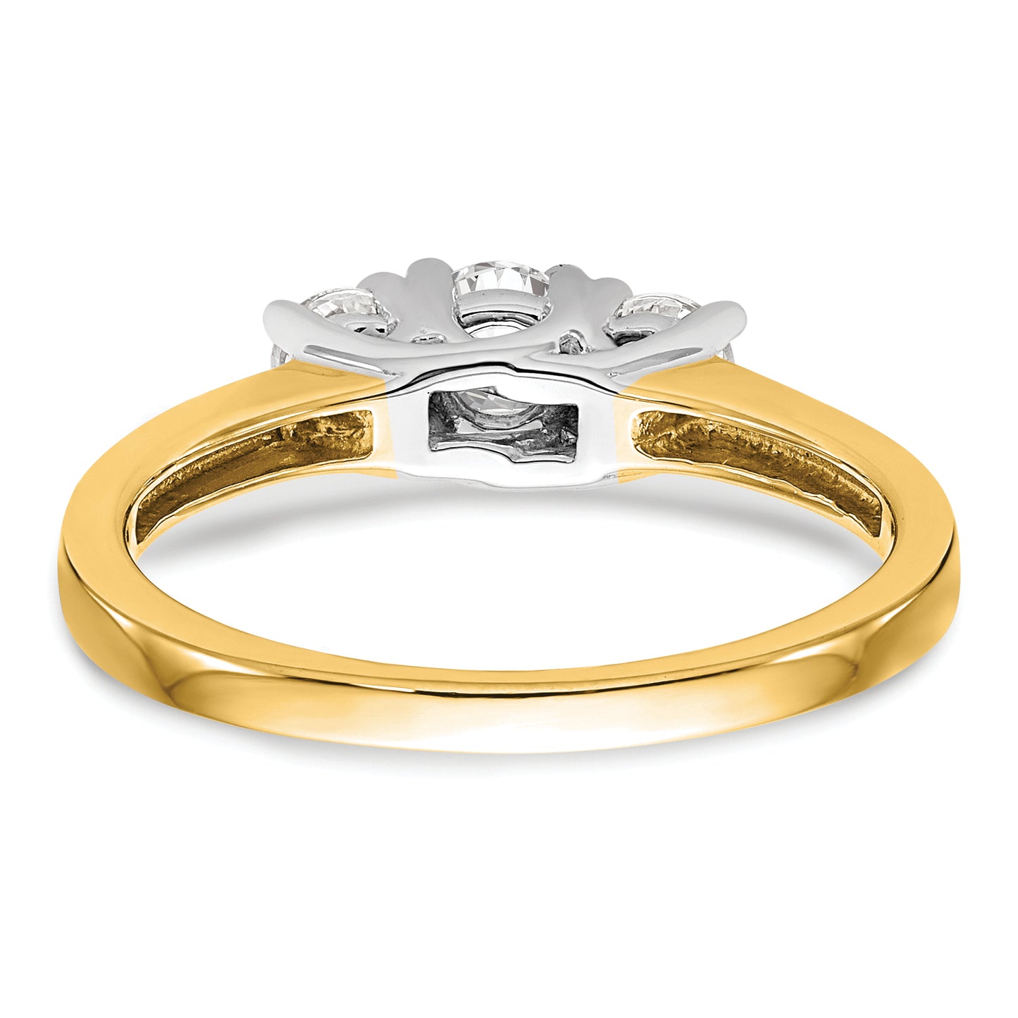 14k Two-tone Two Tone 1/2 Ct. Lab Grown Diamond VS/SI+ G+ Three Stone Engagement Ring