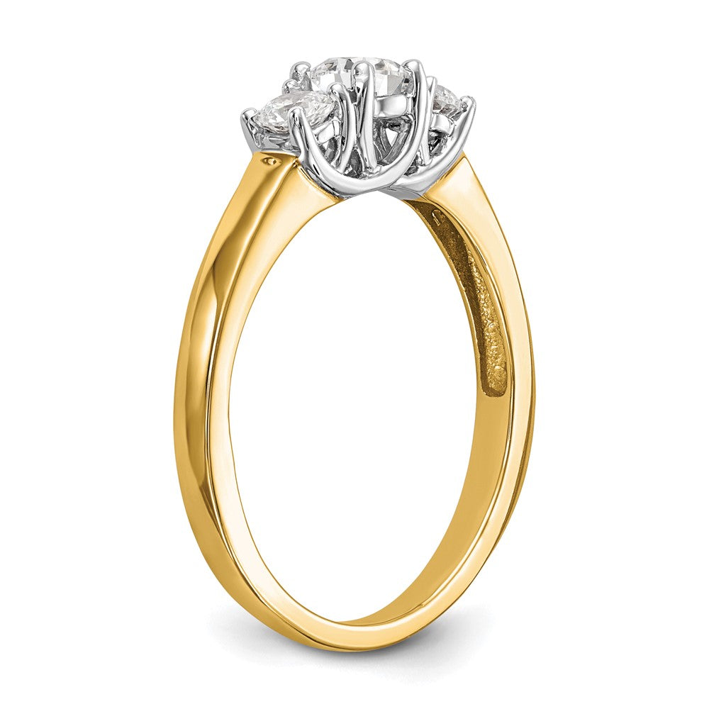 14k Two-tone Two Tone 1/2 Ct. Lab Grown Diamond VS/SI+ G+ Complete Three Stone Engagement Ring