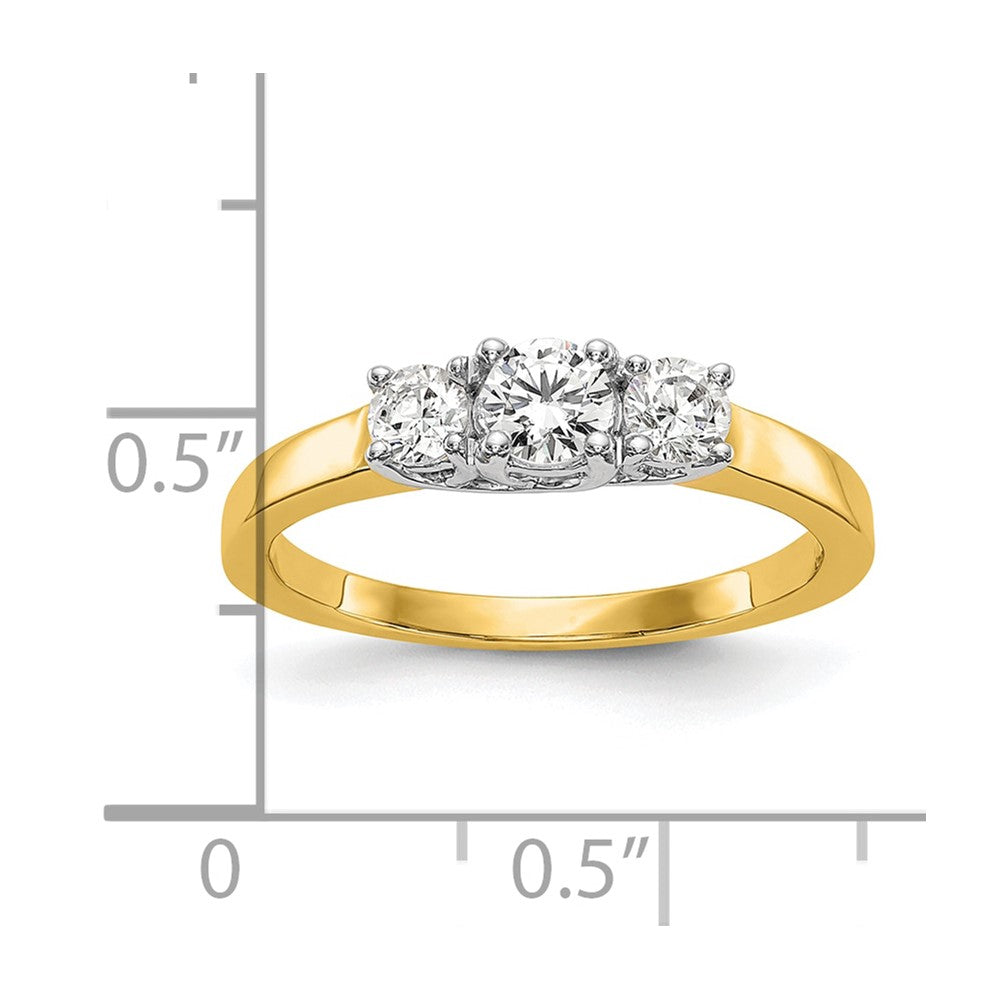 14k Two-tone Two Tone 1/2 Ct. Lab Grown Diamond VS/SI+ G+ Complete Three Stone Engagement Ring