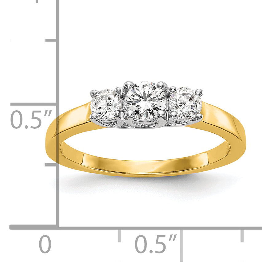 14k Two-tone Two Tone 1/2 Ct. Lab Grown Diamond VS/SI+ G+ Three Stone Engagement Ring