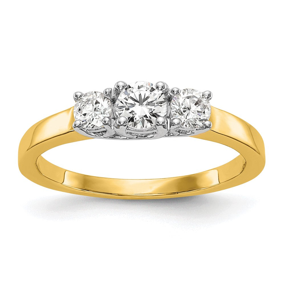 14k Two-tone Two Tone 1/2 Ct. Lab Grown Diamond VS/SI+ G+ Complete Three Stone Engagement Ring