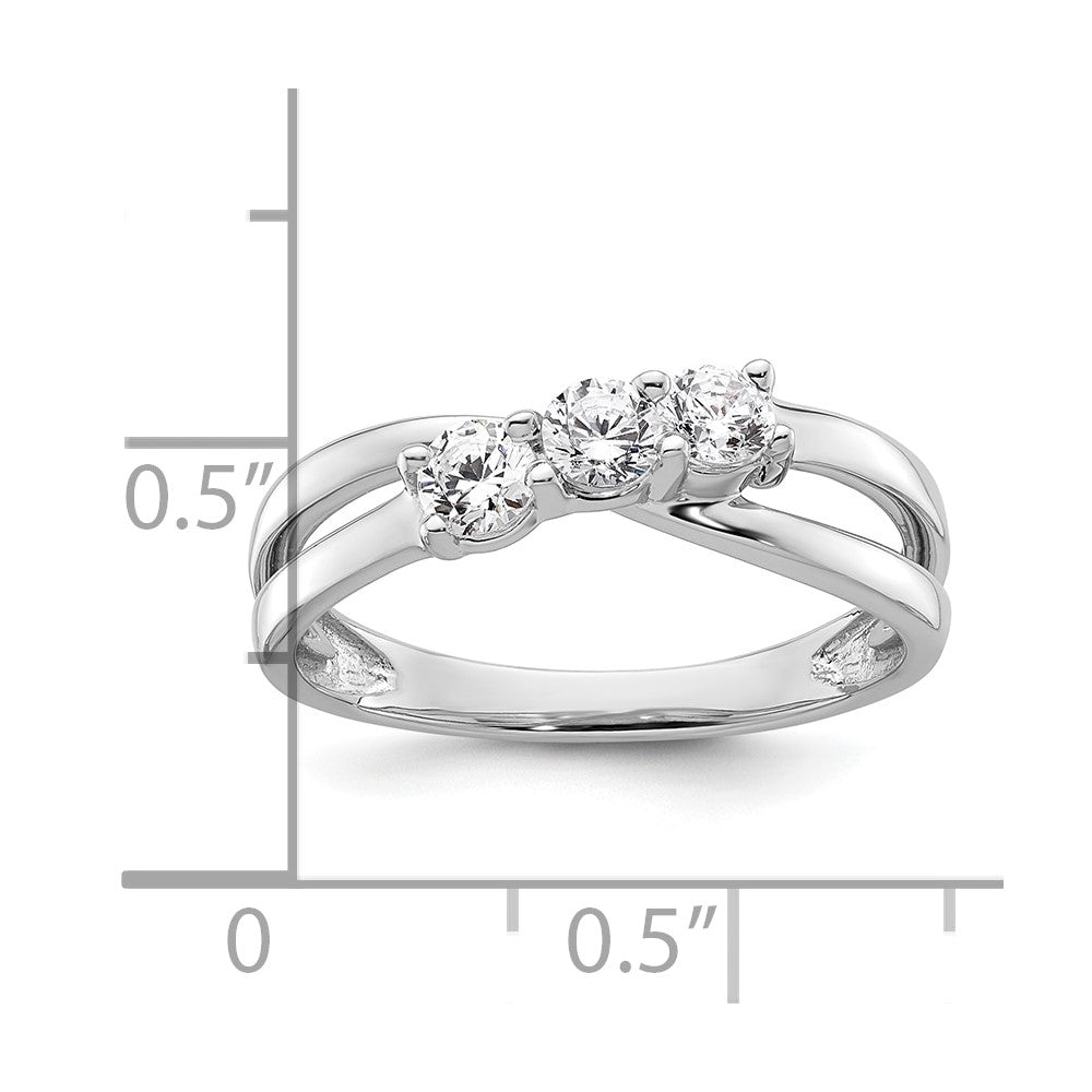 14k White Gold 1/2 Ct. Lab Grown Diamond VS/SI+ G+ Complete Three Stone Engagement Ring