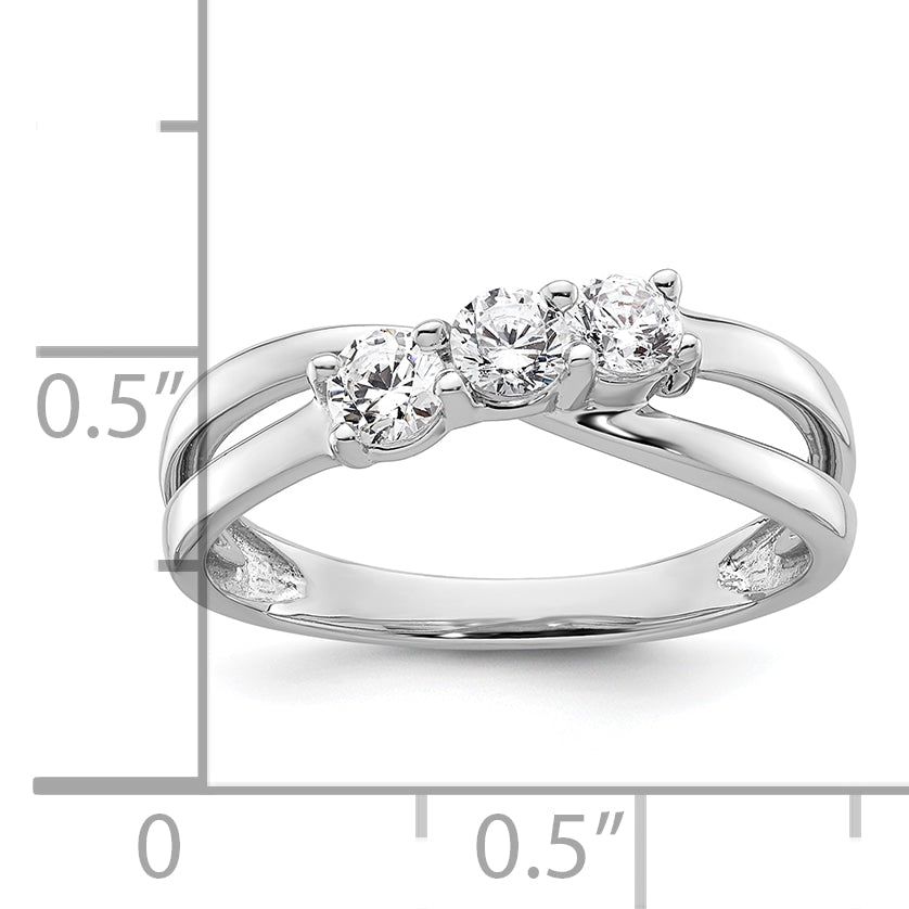 14k White Gold 1/2 Ct. Lab Grown Diamond VS/SI+ G+ Three Stone Engagement Ring