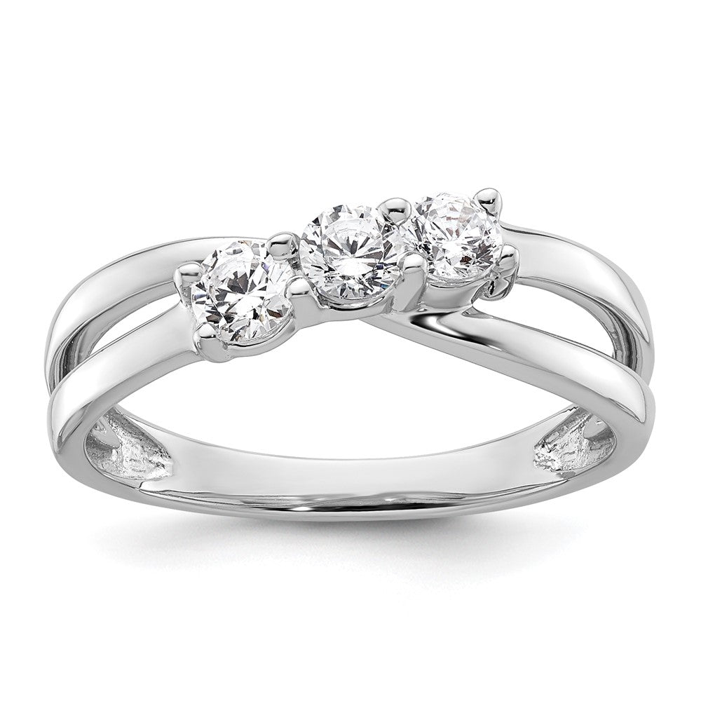 14k White Gold 1/2 Ct. Lab Grown Diamond VS/SI+ G+ Complete Three Stone Engagement Ring