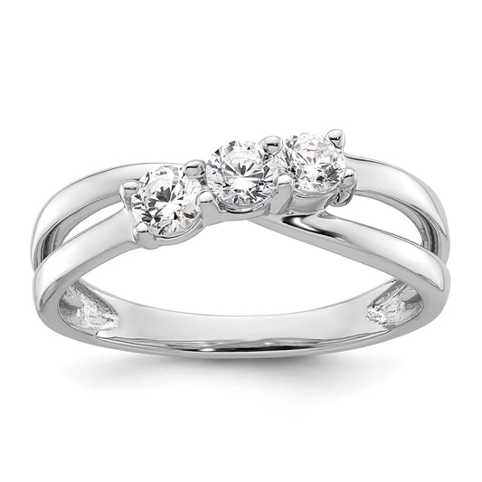 14k White Gold 1/2 Ct. Lab Grown Diamond VS/SI+ G+ Three Stone Engagement Ring