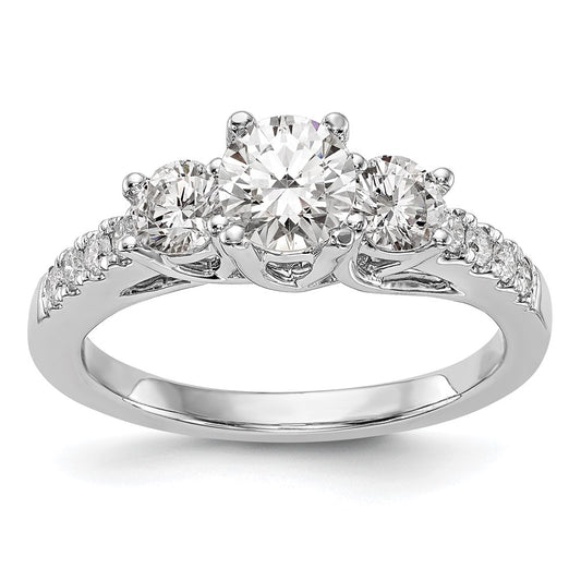 14k White Gold 1 1/5 Ct. Lab Grown Diamond VS/SI+ G+ Complete Size 6 Three Stone Engagement Ring