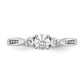 14k White Gold 5/8 Ct. Lab Grown Diamond VS/SI+ G+ Three Stone Complete Engagement Ring