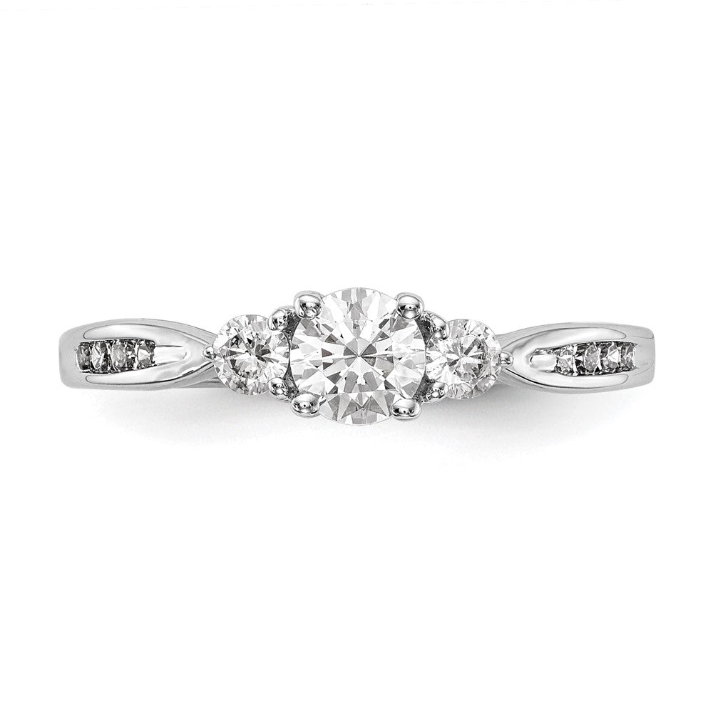 14k White Gold 5/8 Ct. Lab Grown Diamond VS/SI+ G+ Three Stone Complete Engagement Ring